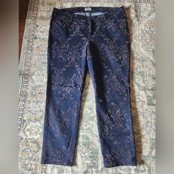 Old Navy Pants - Old Navy Blue Floral Ankle Pants